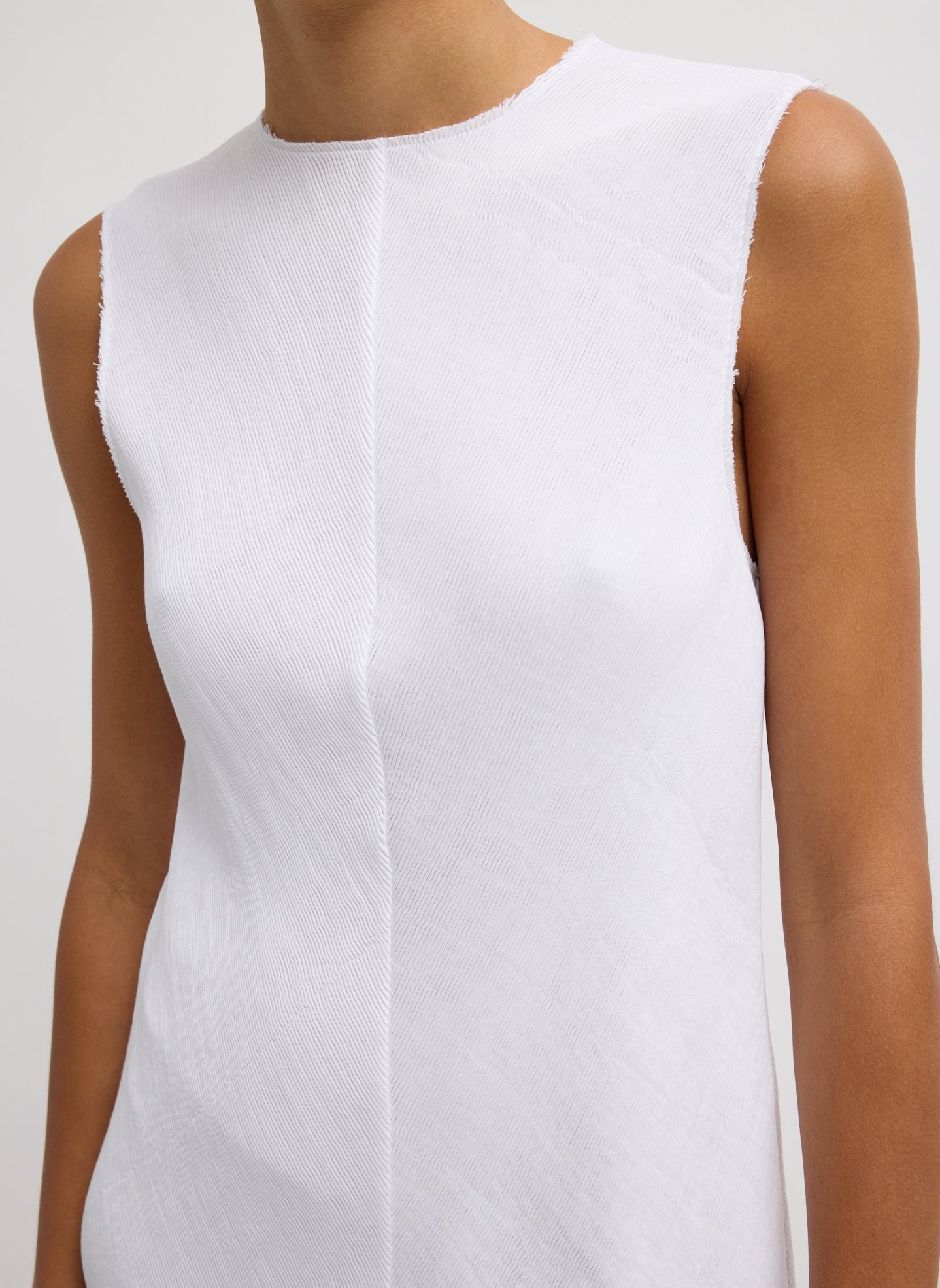 Tibi Viscose Plisse Sleeveless Bias Short Tunic Dress