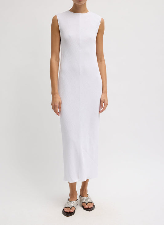 Tibi Viscose Plisse Sleeveless Bias Dress