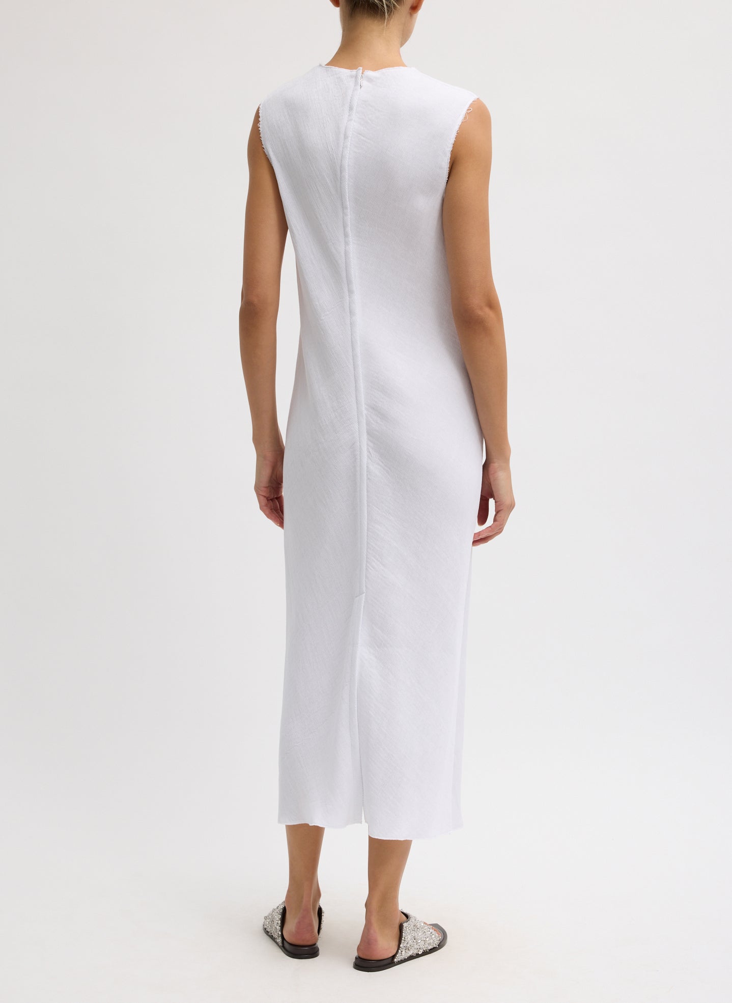 Tibi Viscose Plisse Sleeveless Bias Dress