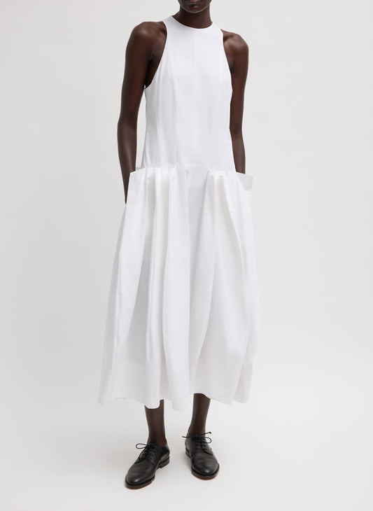 Tibi Compact Eco Poplin Pinched Pleat Dress