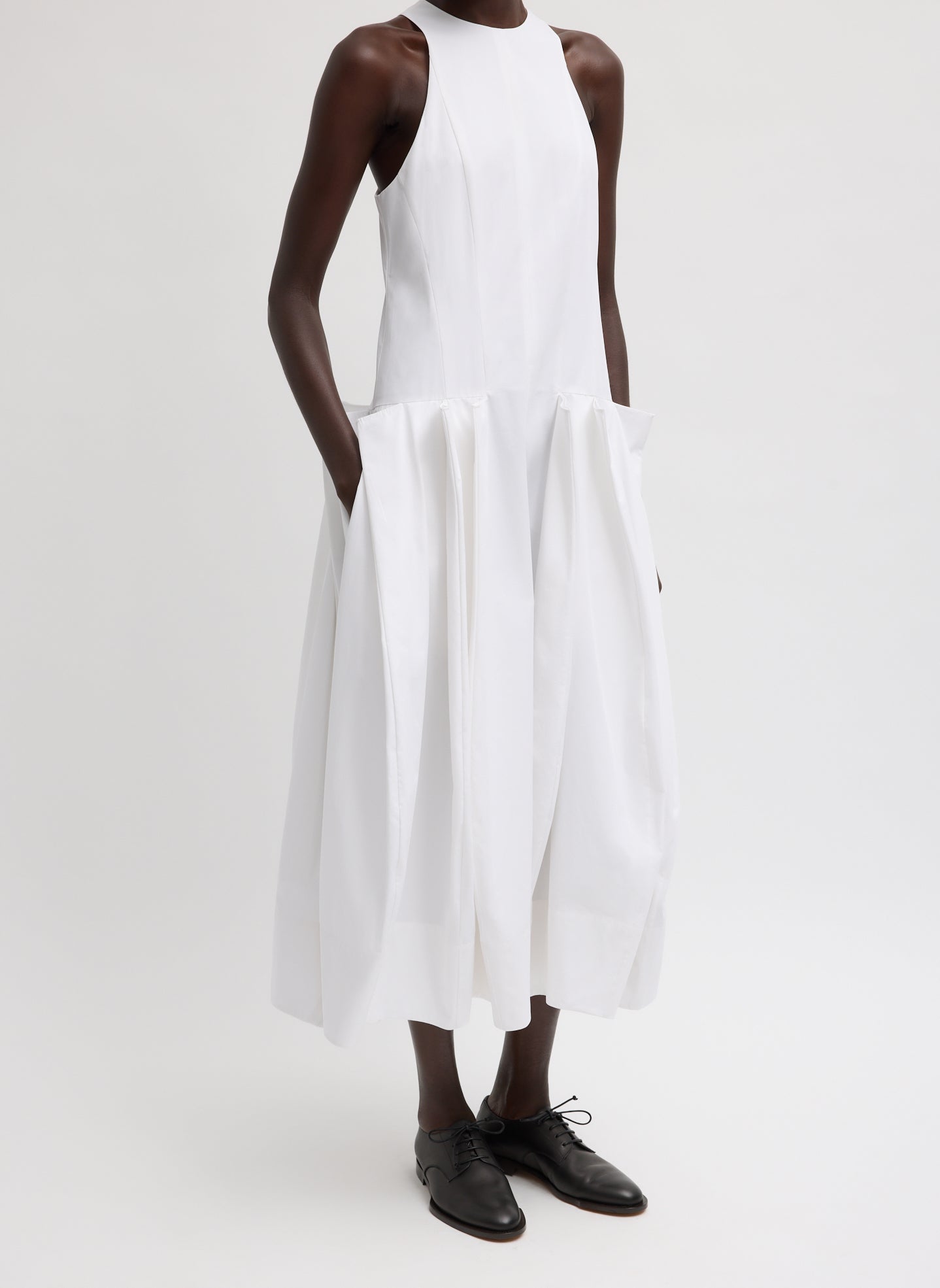 Tibi Compact Eco Poplin Pinched Pleat Dress