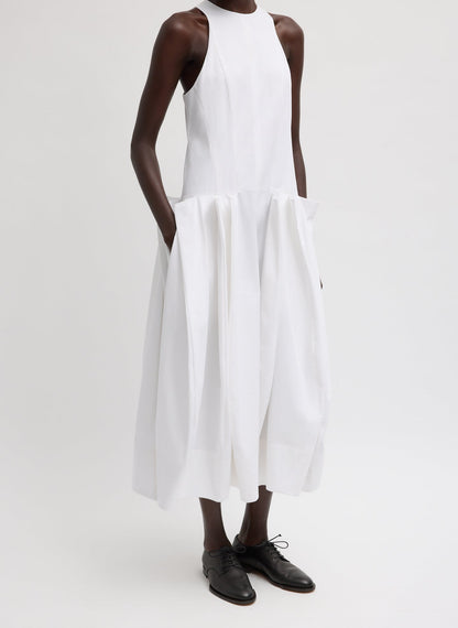 Tibi Compact Eco Poplin Pinched Pleat Dress