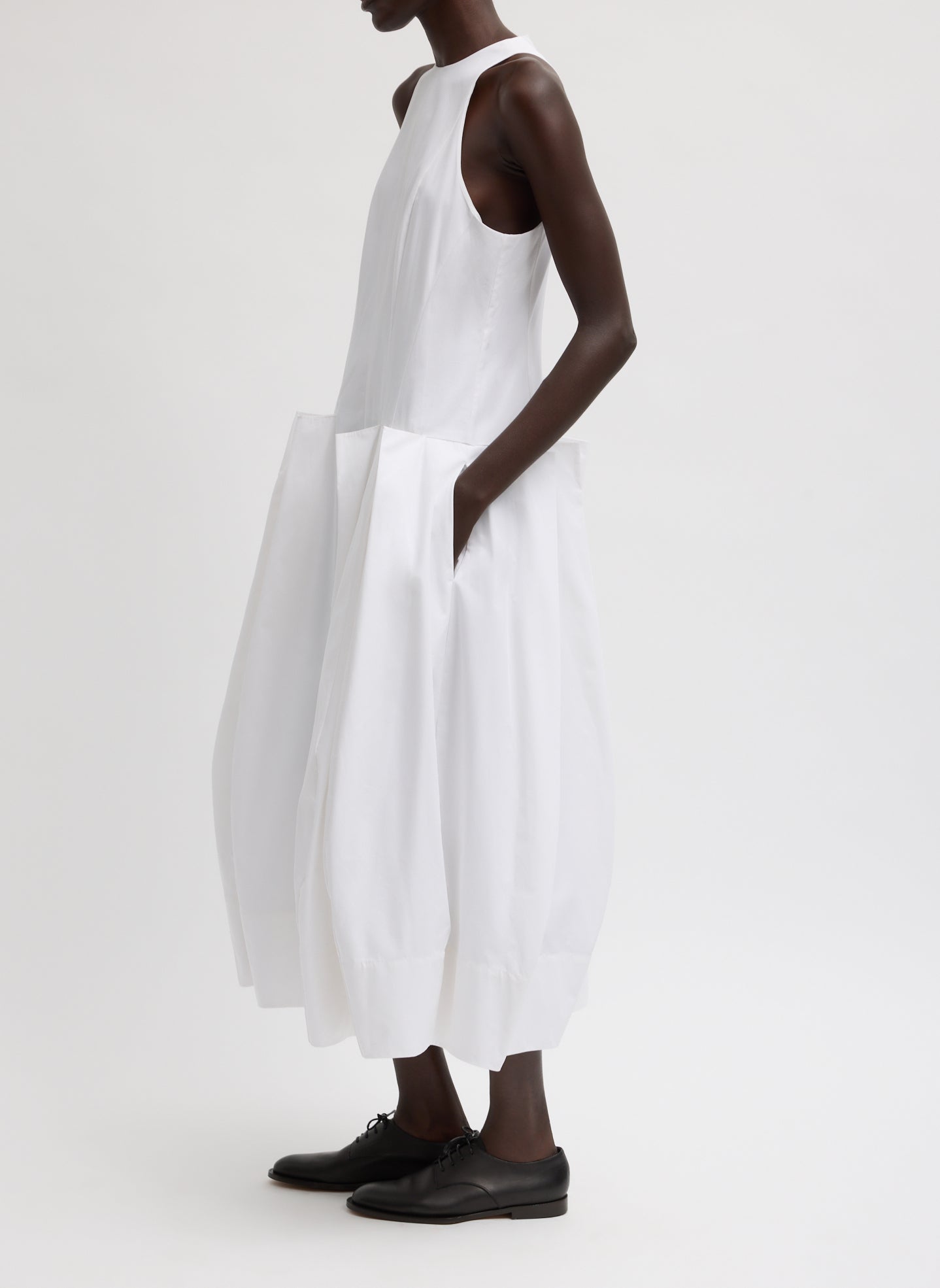 Tibi Compact Eco Poplin Pinched Pleat Dress