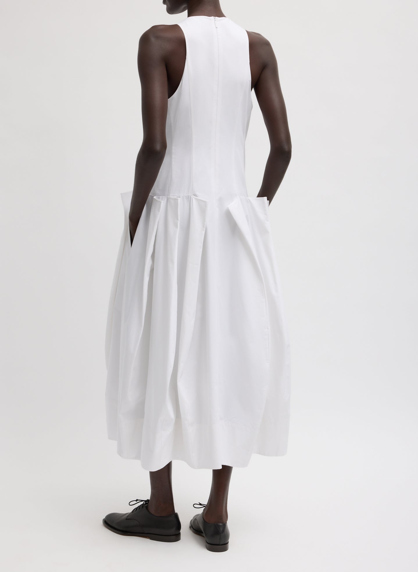 Tibi Compact Eco Poplin Pinched Pleat Dress