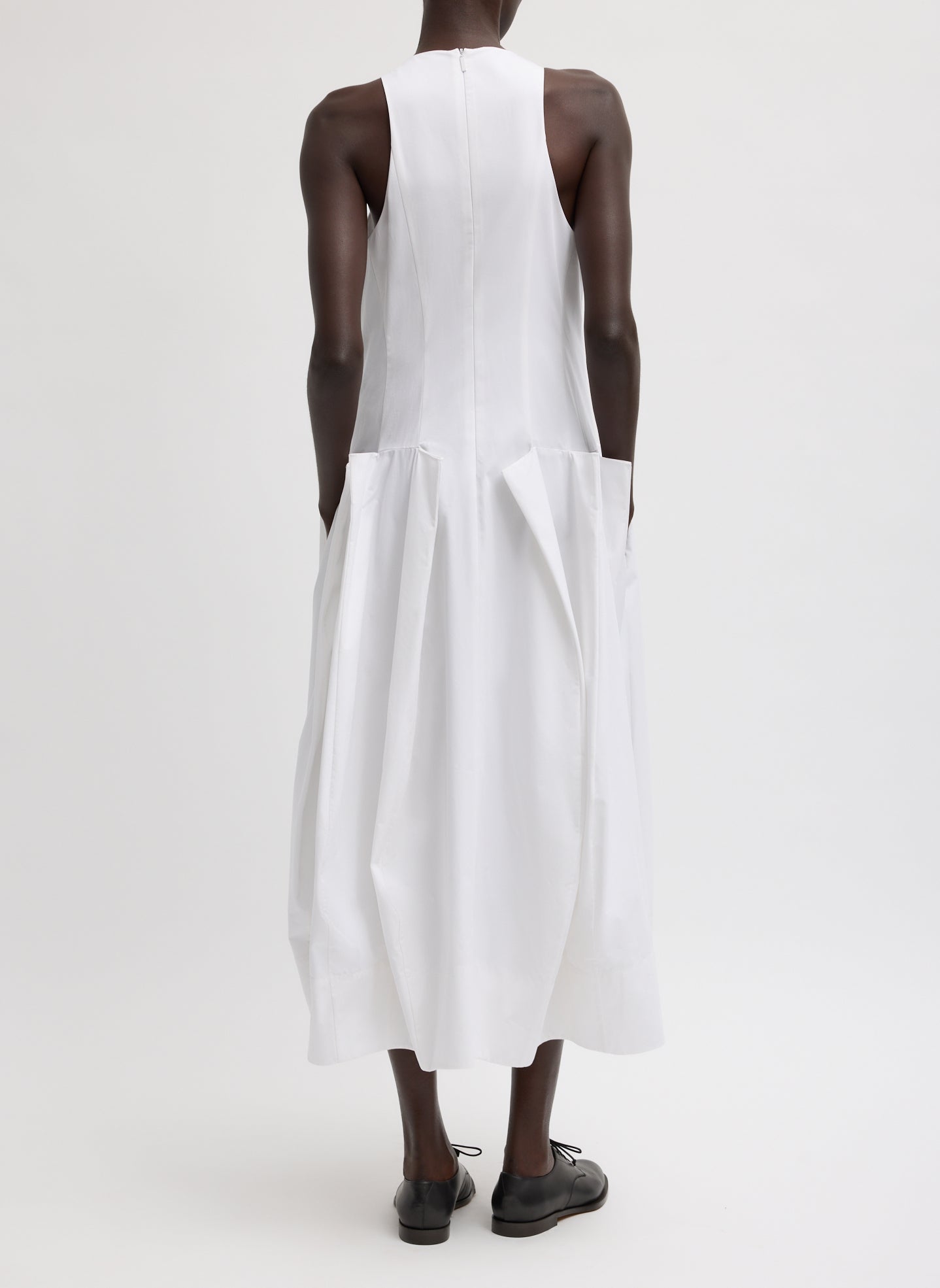 Tibi Compact Eco Poplin Pinched Pleat Dress