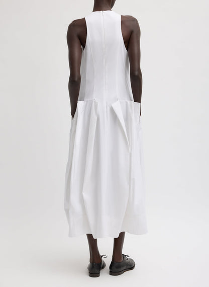 Tibi Compact Eco Poplin Pinched Pleat Dress
