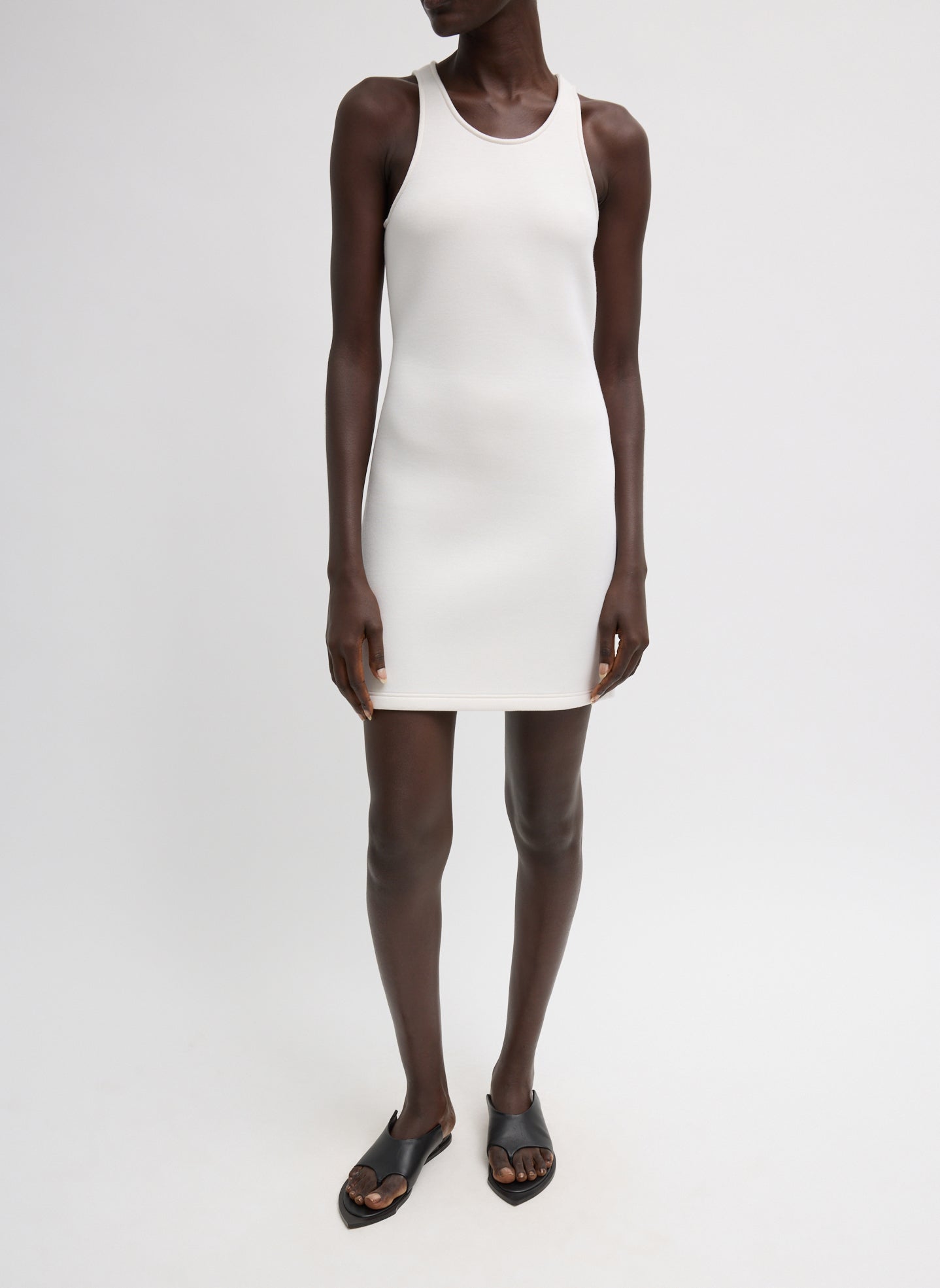 Tibi Bonded Viscose Sculpted Sleeveless Tunic Tank