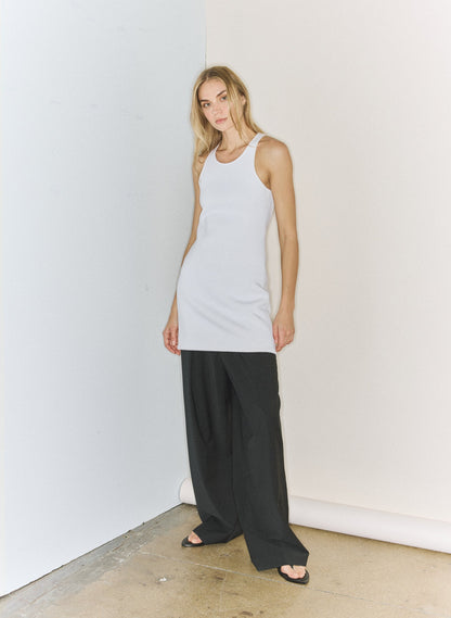 Tibi Bonded Viscose Sculpted Sleeveless Tunic Tank