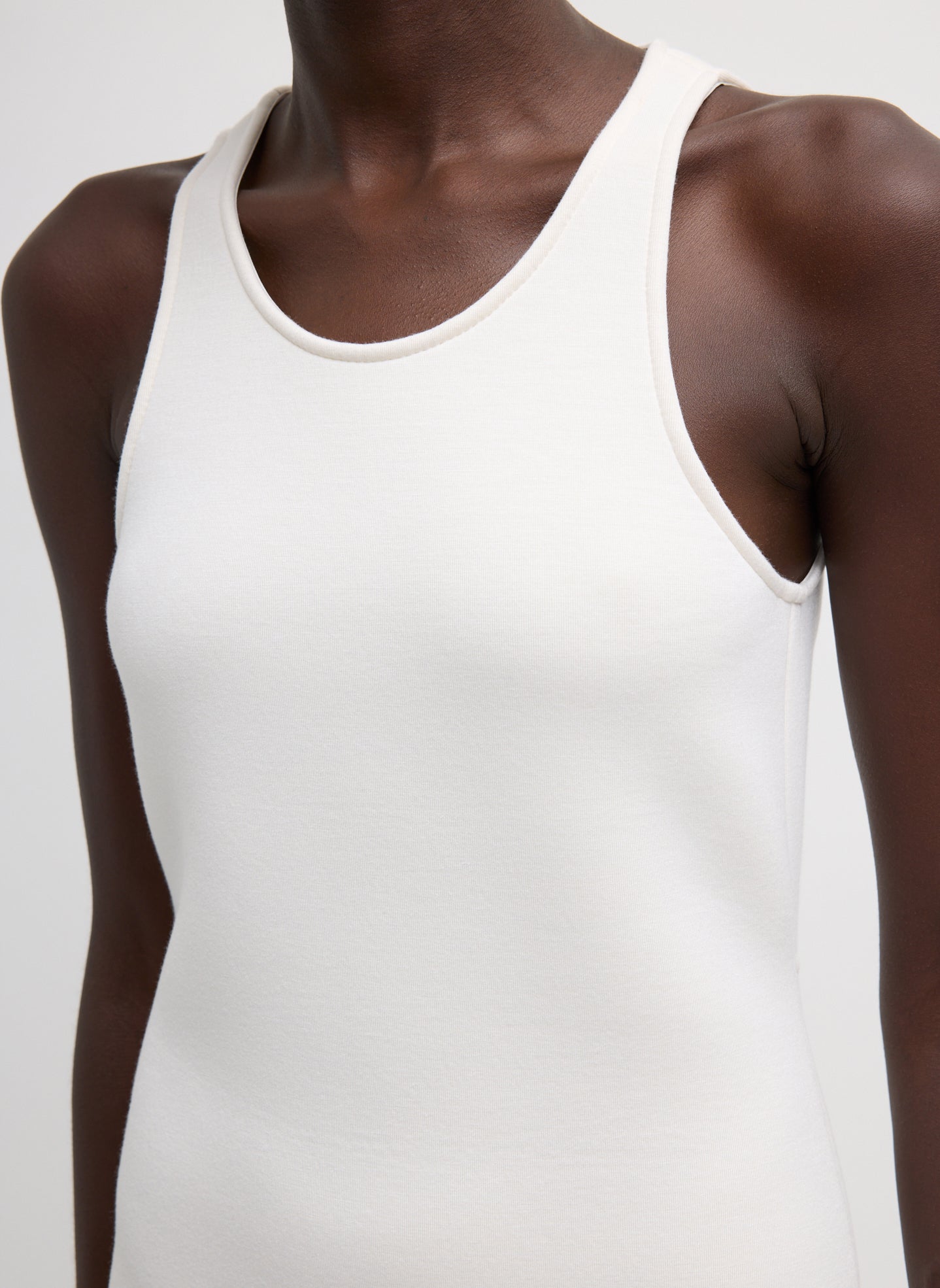 Tibi Bonded Viscose Sculpted Sleeveless Tunic Tank