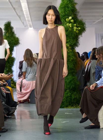 Tibi Compact Eco Poplin Pinched Pleat Dress