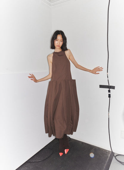 Tibi Compact Eco Poplin Pinched Pleat Dress