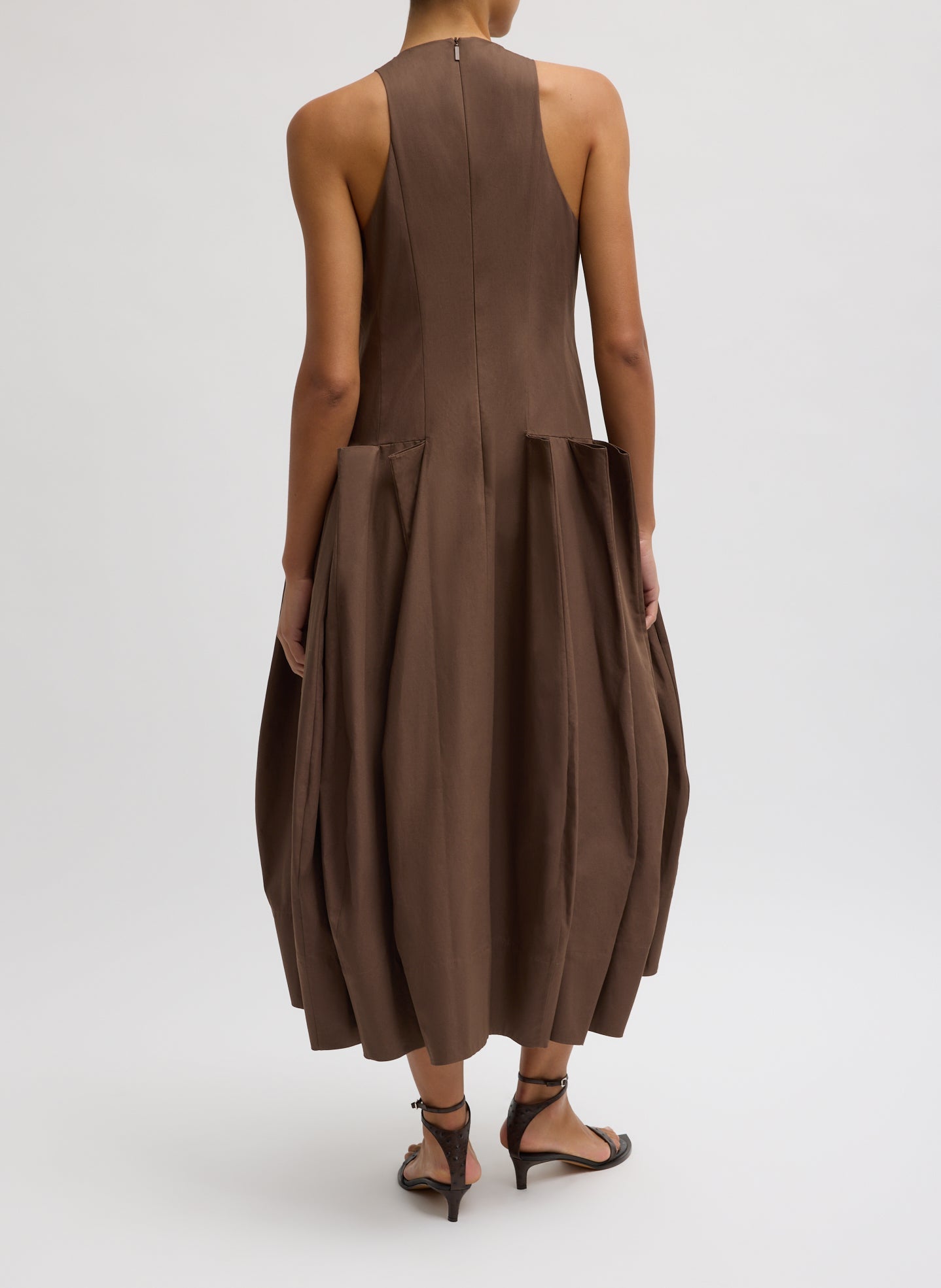 Tibi Compact Eco Poplin Pinched Pleat Dress