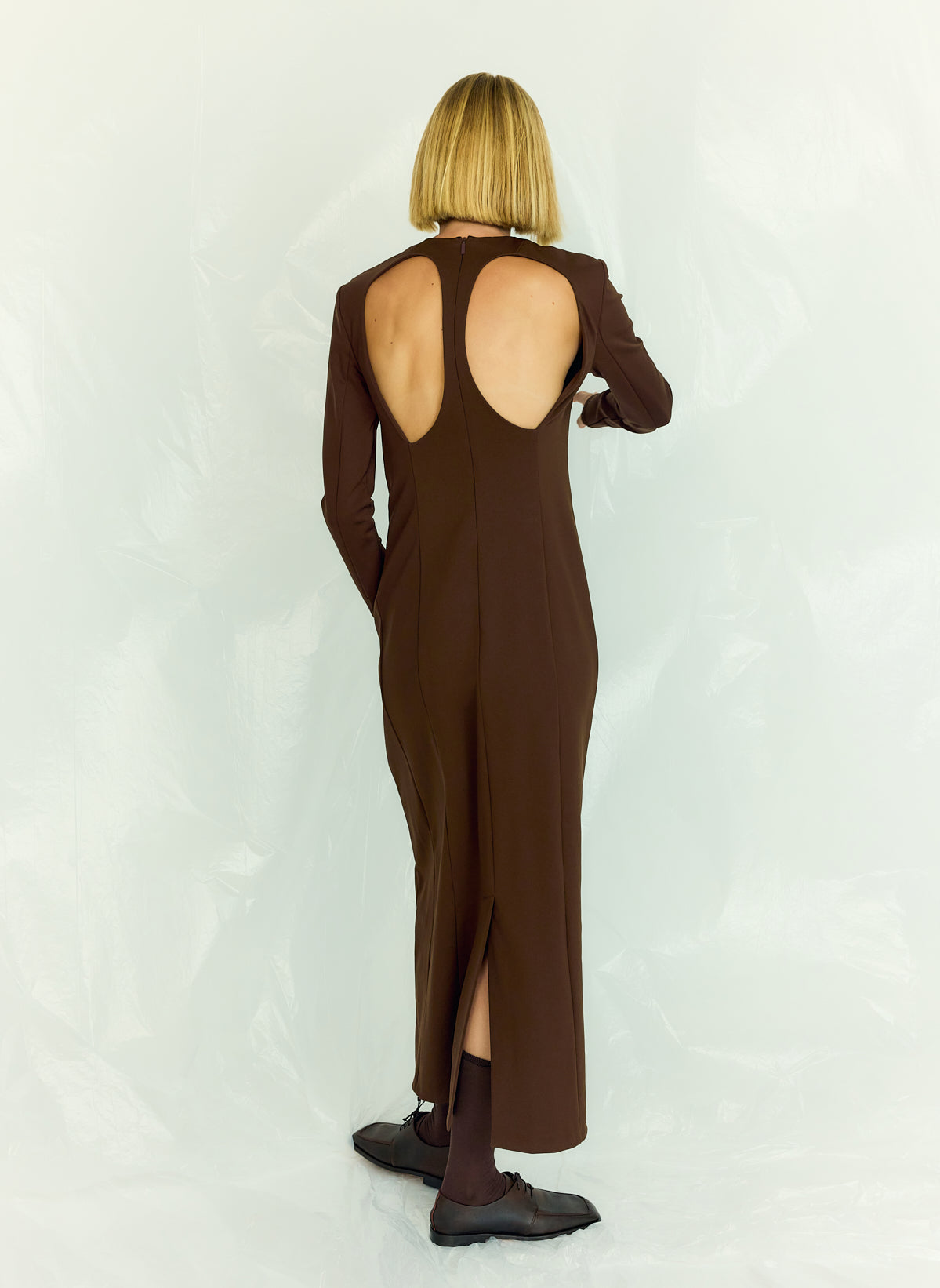Tibi Compact Ultra Stretch Knit Dress With Cut Out Back
