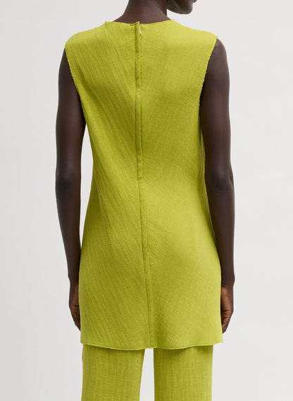Tibi Viscose Plisse Sleeveless Bias Short Tunic Dress