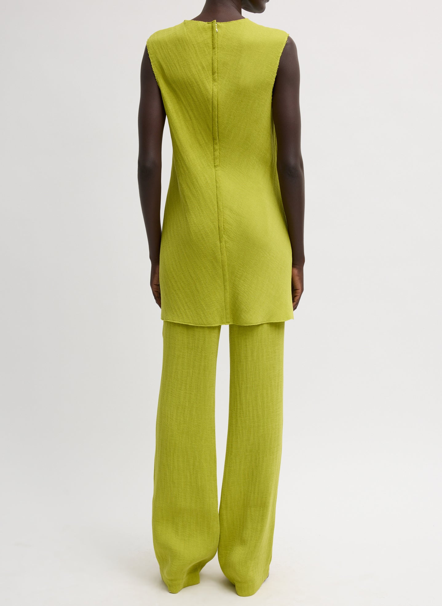 Tibi Viscose Plisse Sleeveless Bias Short Tunic Dress