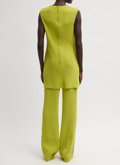 Tibi Viscose Plisse Sleeveless Bias Short Tunic Dress