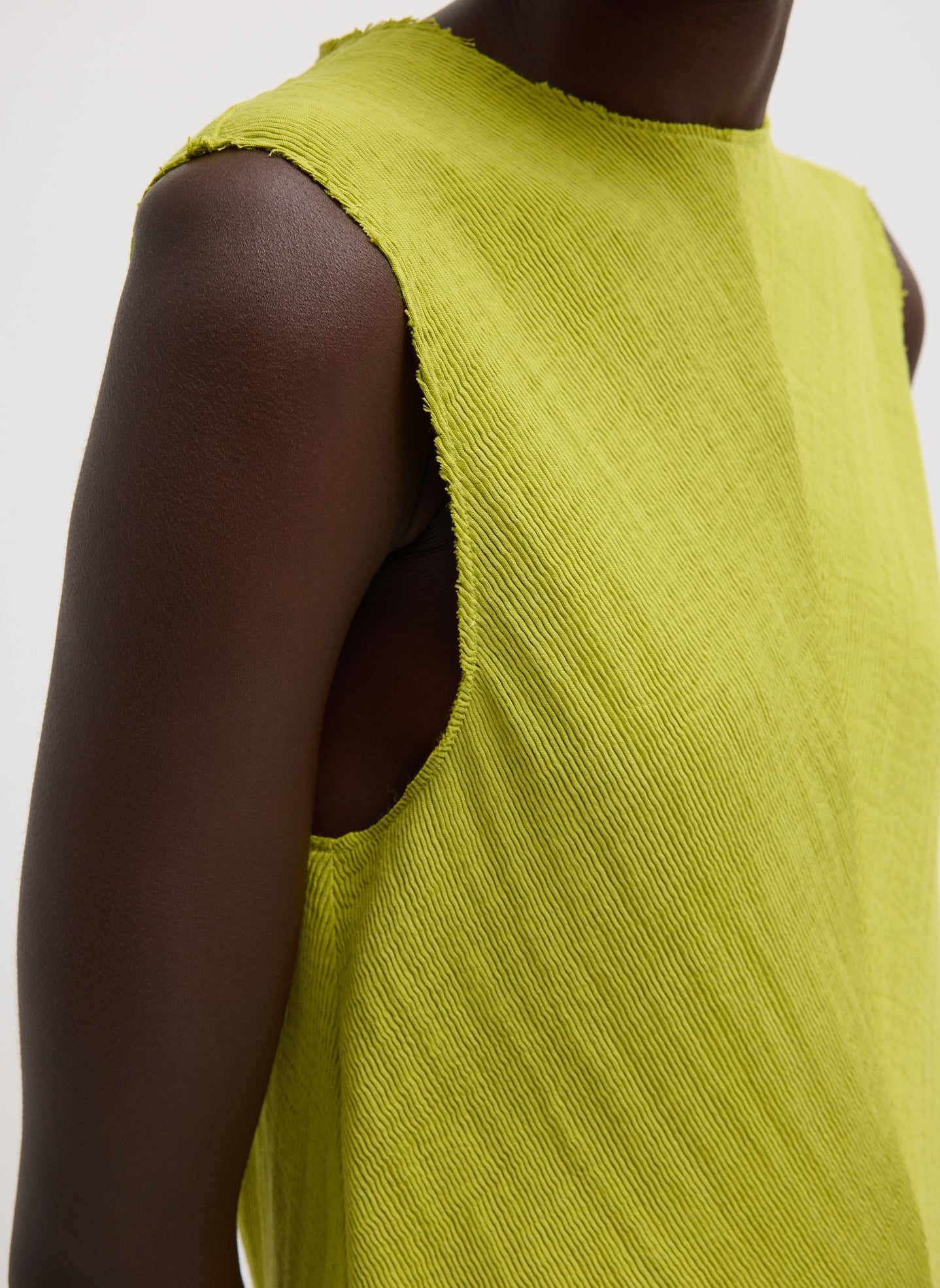 Tibi Viscose Plisse Sleeveless Bias Short Tunic Dress