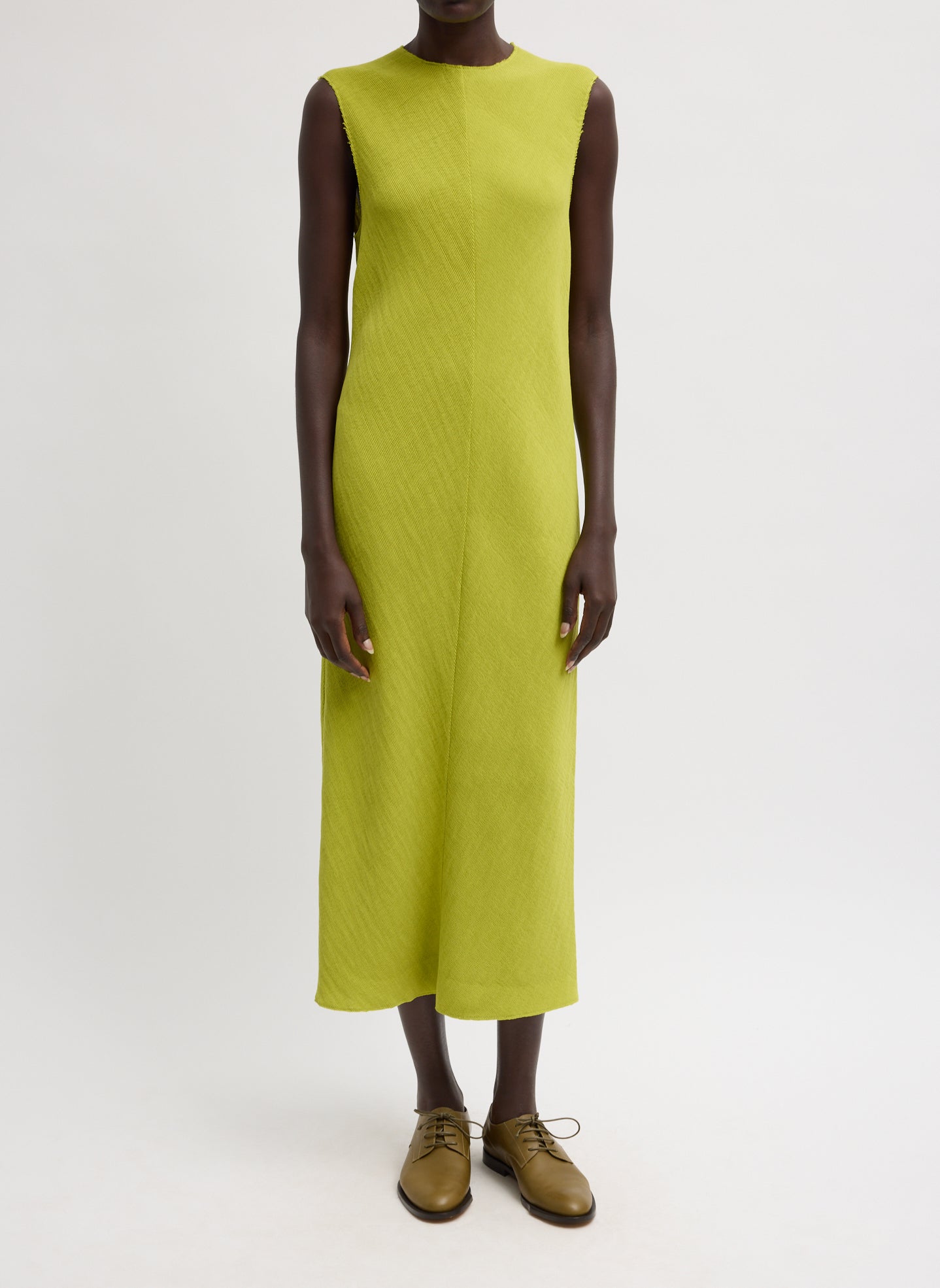 Tibi Viscose Plisse Sleeveless Bias Dress
