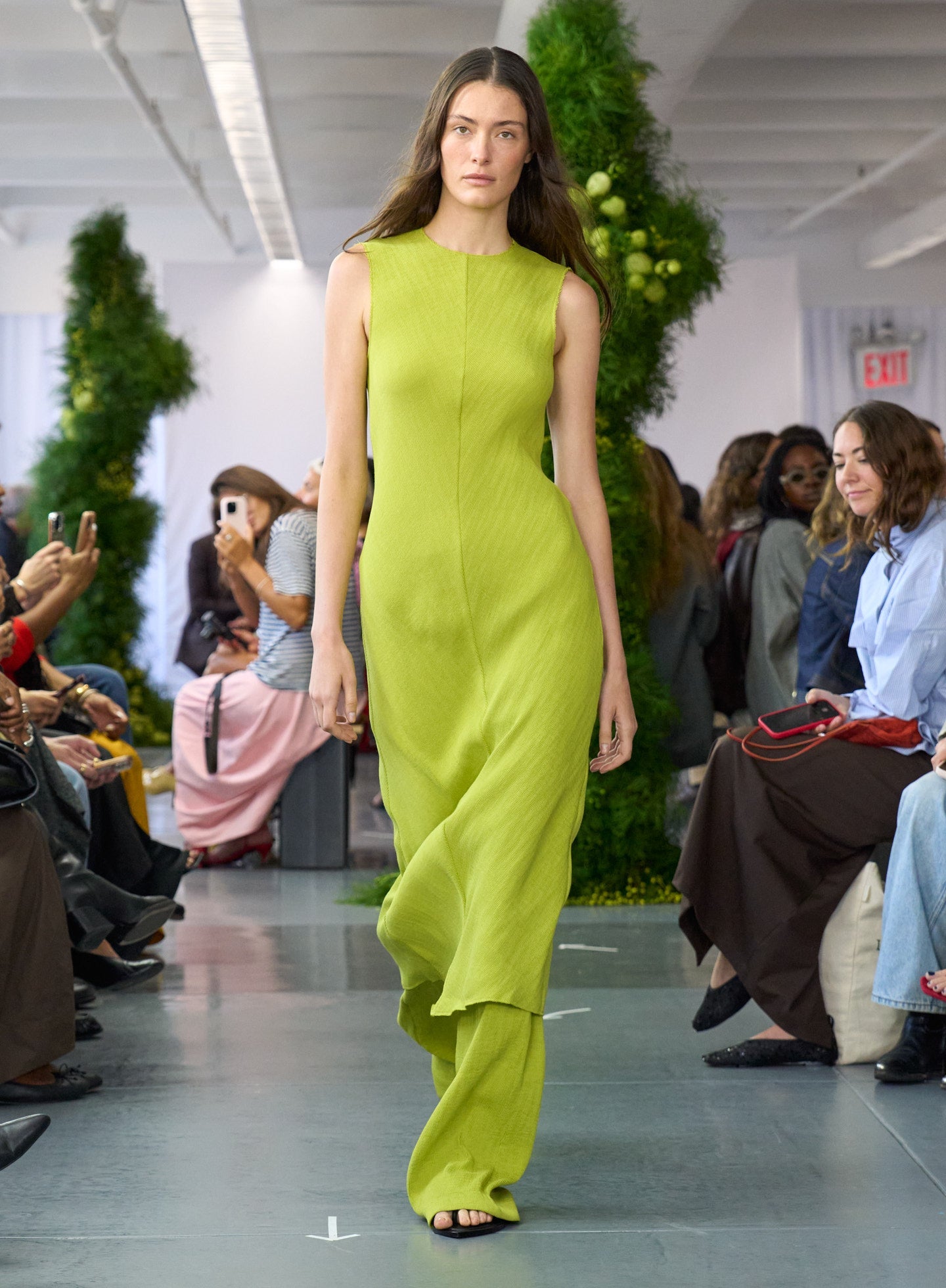 Tibi Viscose Plisse Sleeveless Bias Dress