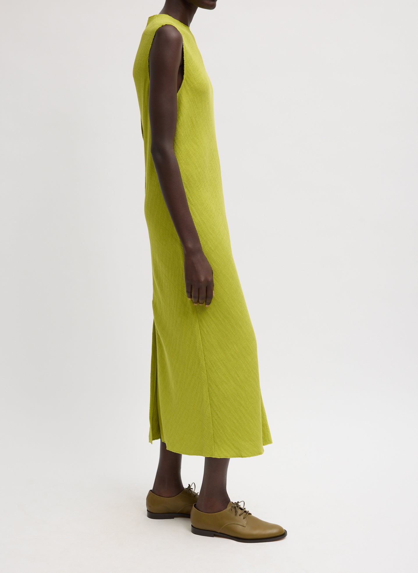 Tibi Viscose Plisse Sleeveless Bias Dress