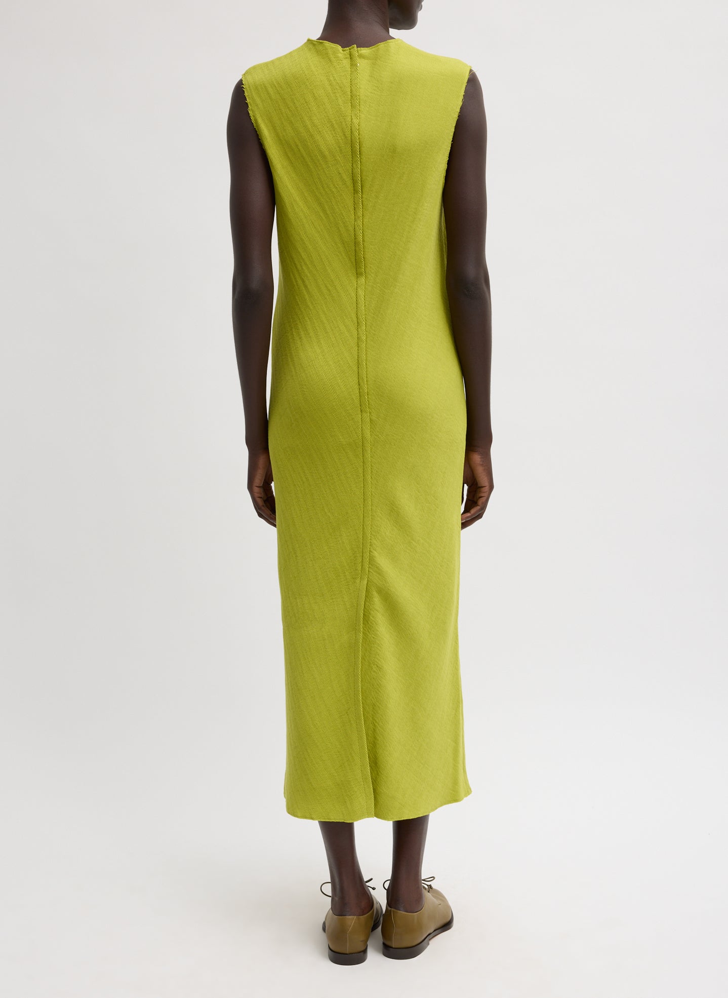 Tibi Viscose Plisse Sleeveless Bias Dress