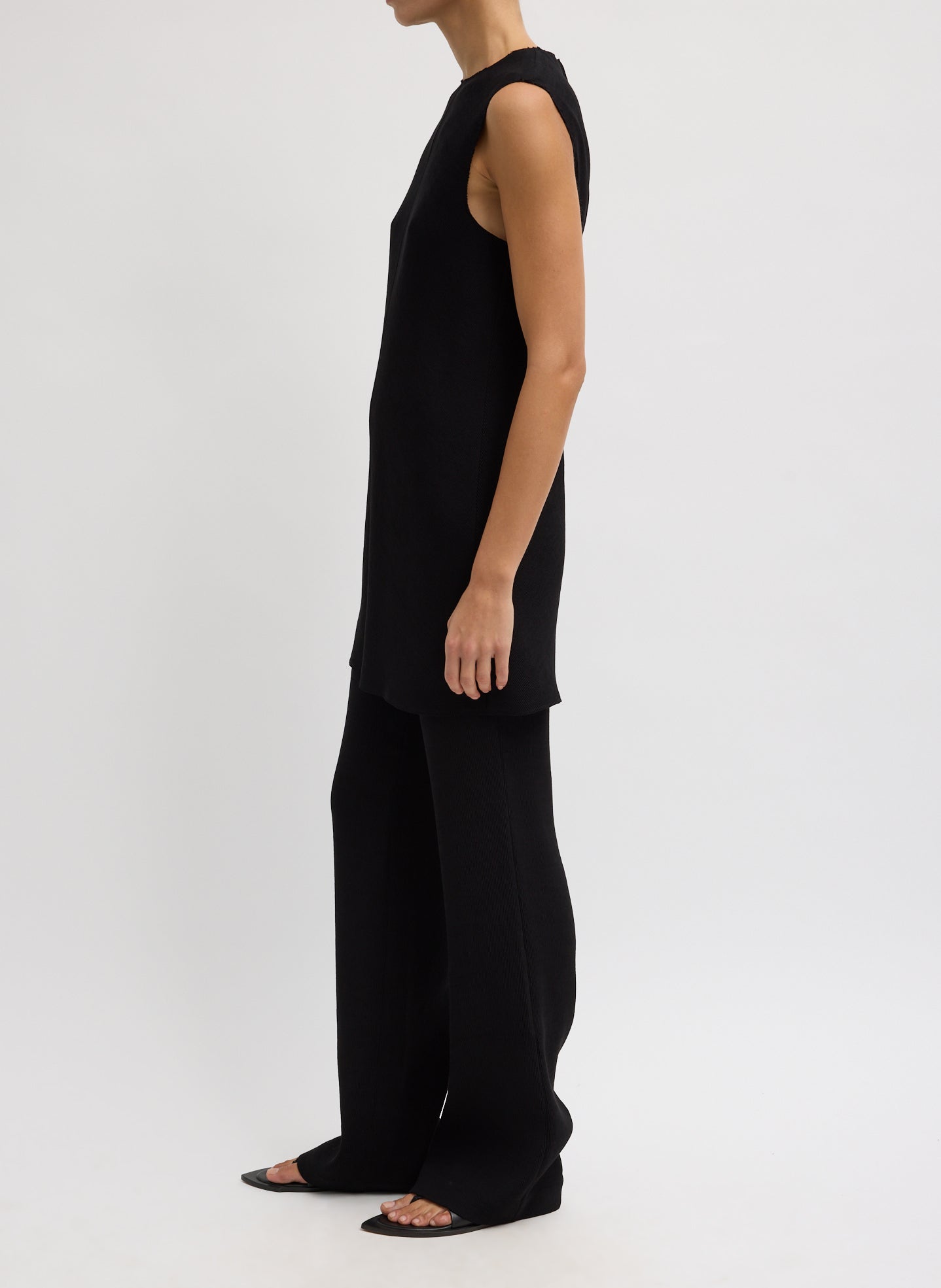 Tibi Viscose Plisse Sleeveless Bias Short Tunic Dress