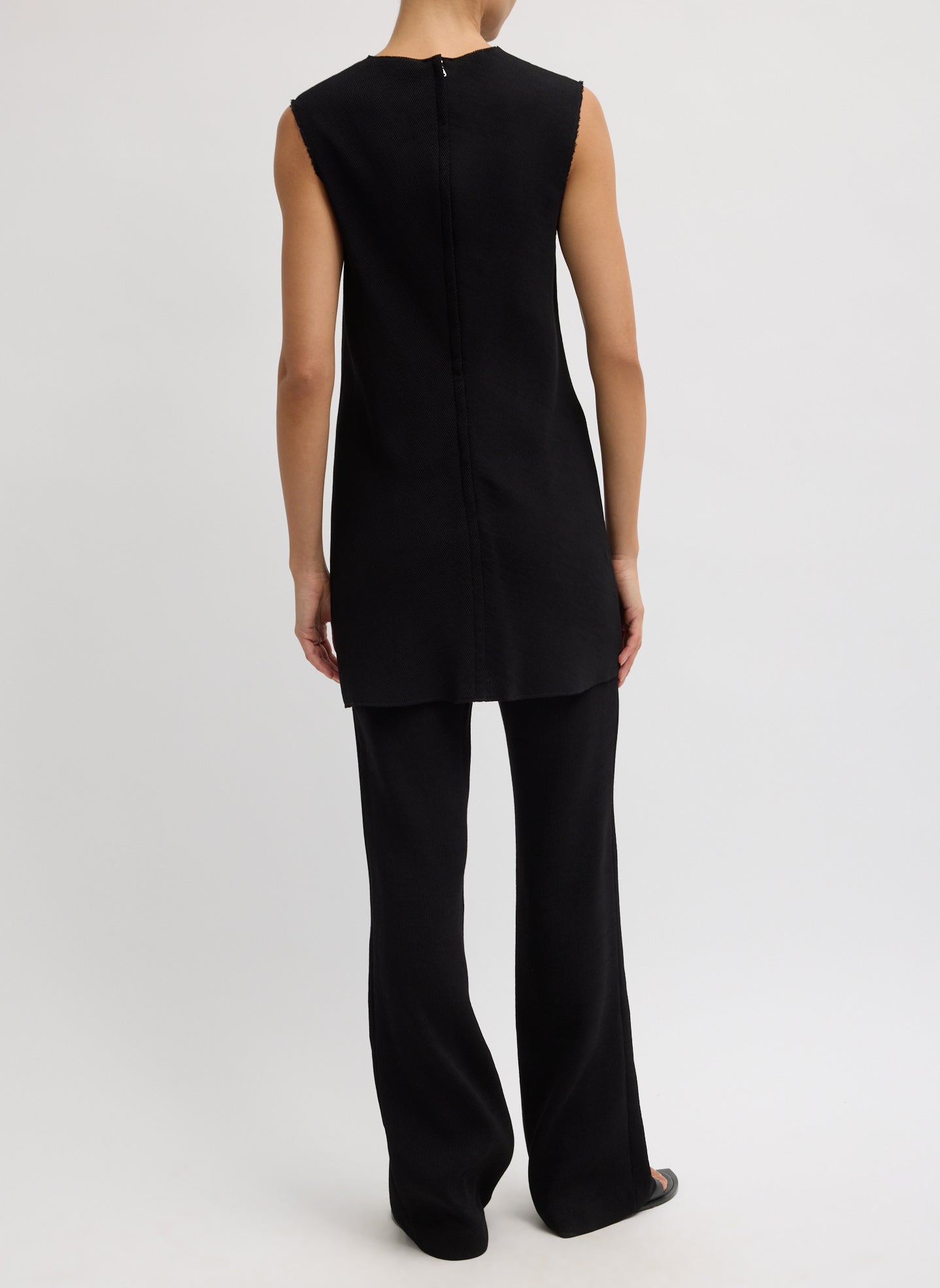 Tibi Viscose Plisse Sleeveless Bias Short Tunic Dress