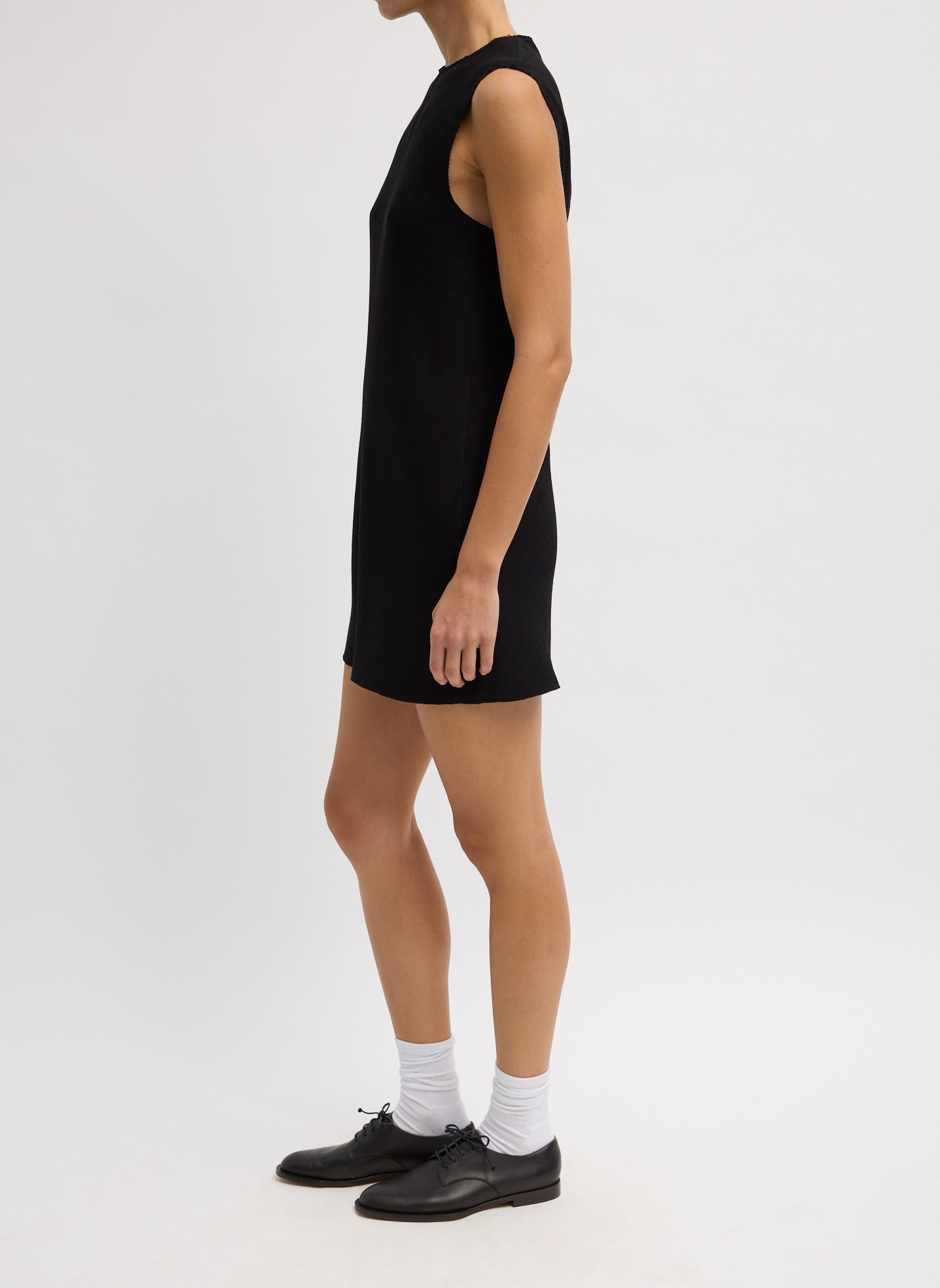 Tibi Viscose Plisse Sleeveless Bias Short Tunic Dress