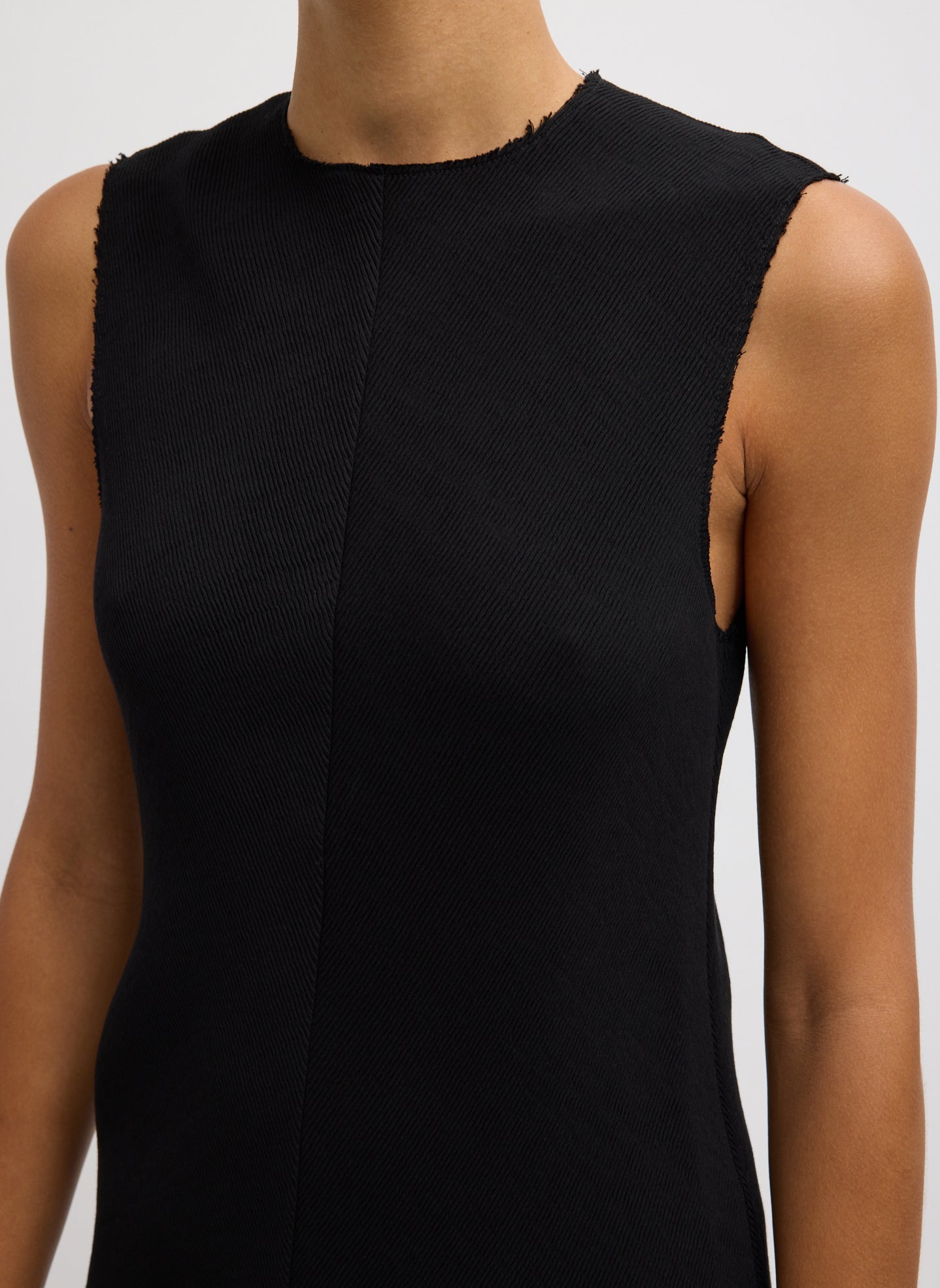 Tibi Viscose Plisse Sleeveless Bias Dress