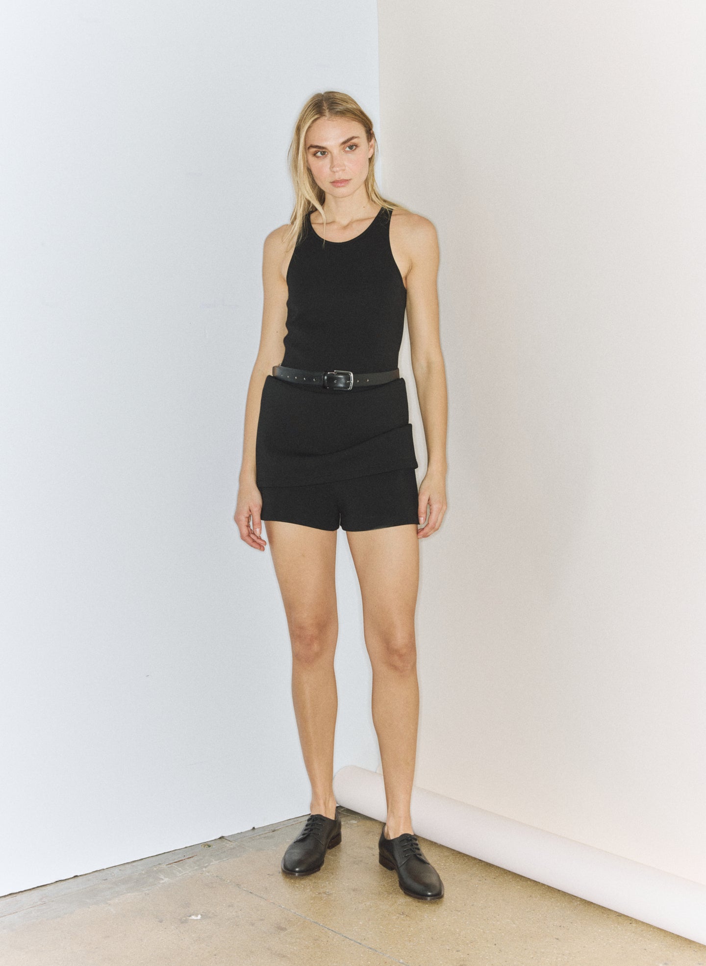Tibi Bonded Viscose Sculpted Sleeveless Tunic Tank