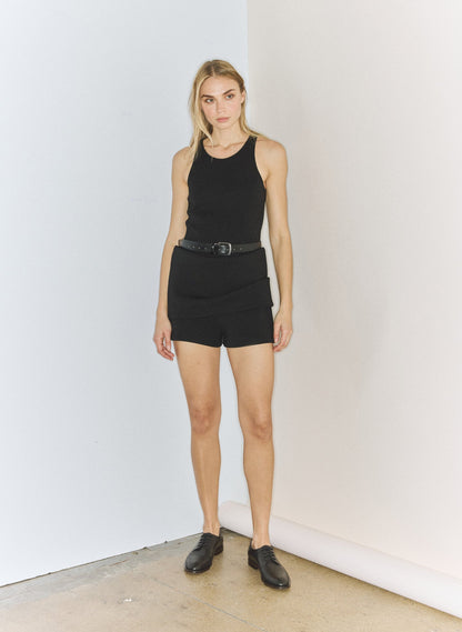 Tibi Bonded Viscose Sculpted Sleeveless Tunic Tank
