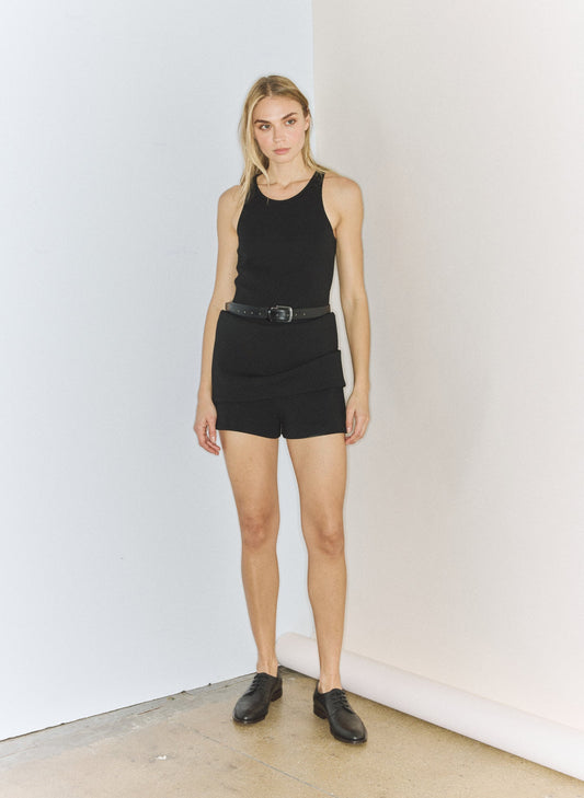 Tibi Bonded Viscose Sculpted Sleeveless Tunic Tank