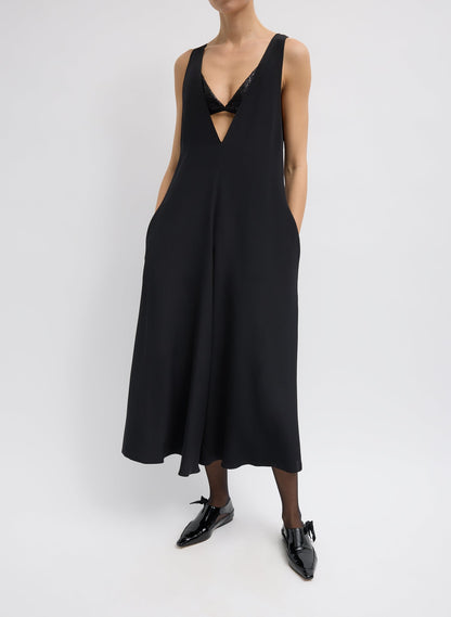 Tibi 4-Ply Silk V-Neck Dress With Bra