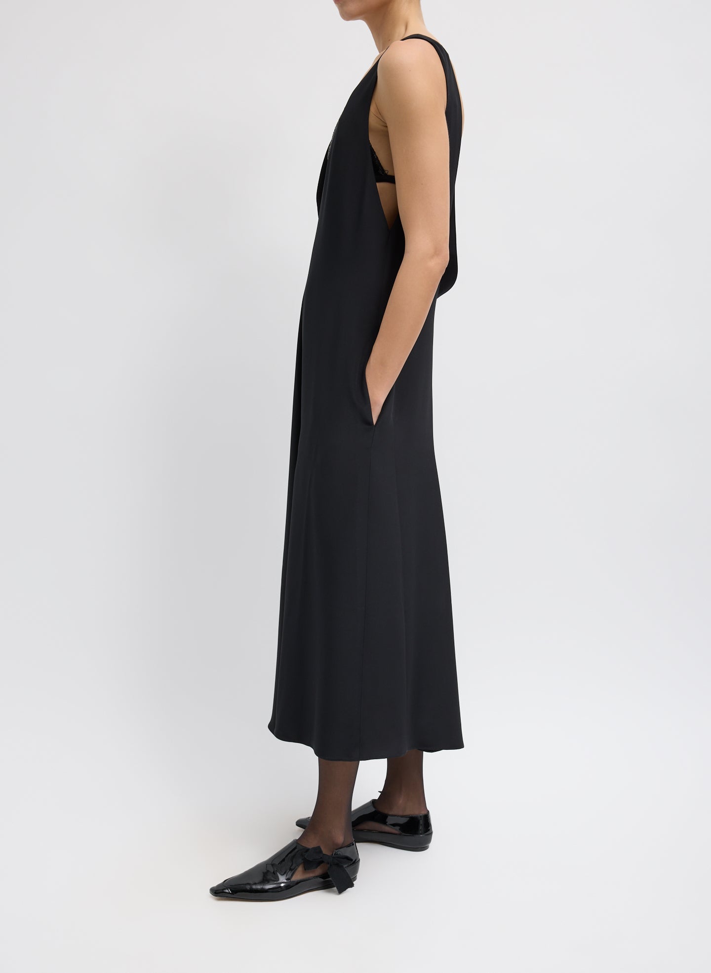 Tibi 4-Ply Silk V-Neck Dress With Bra