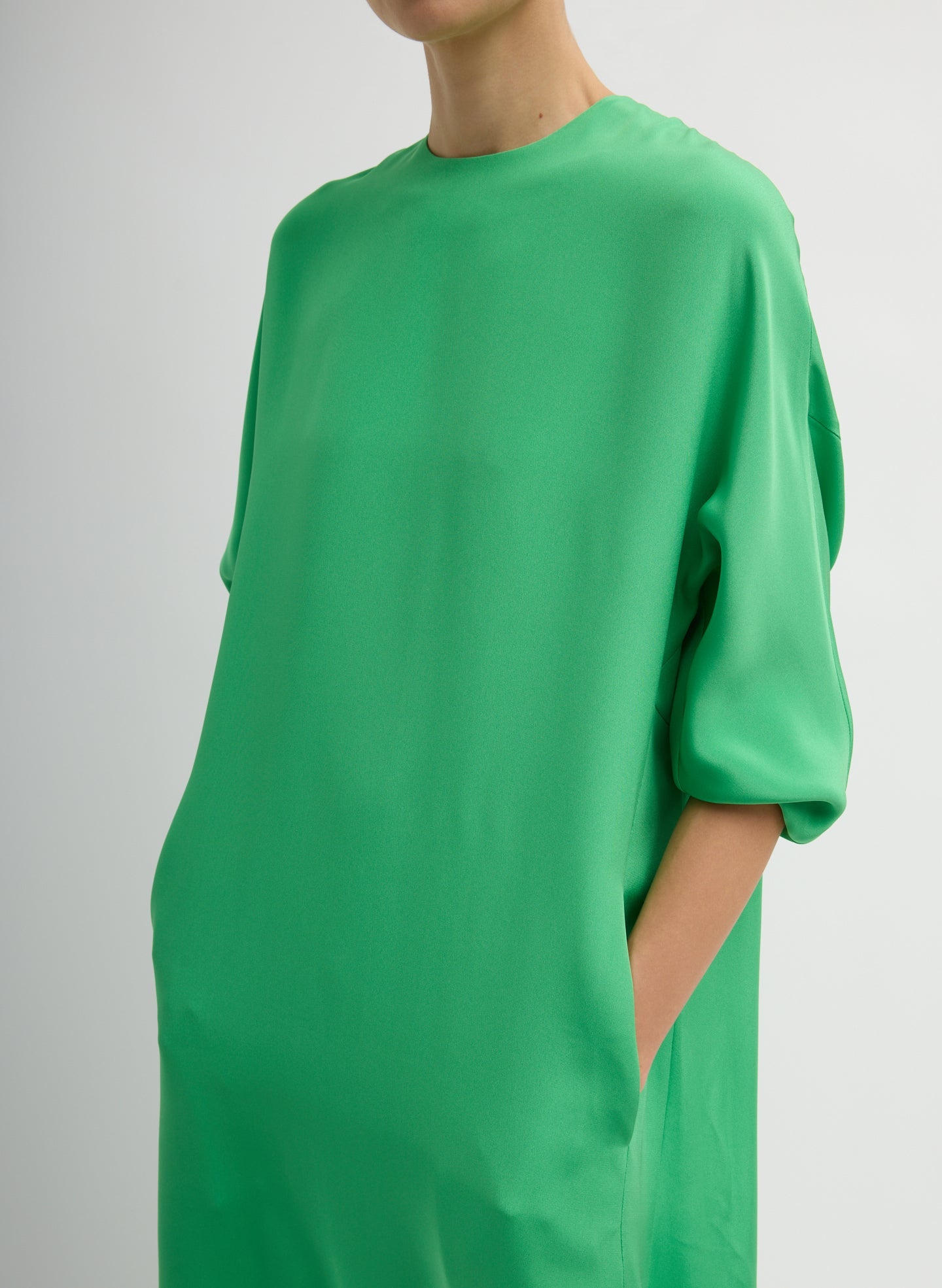 Tibi 4-Ply Silk Long Sleeve Cocoon Dress