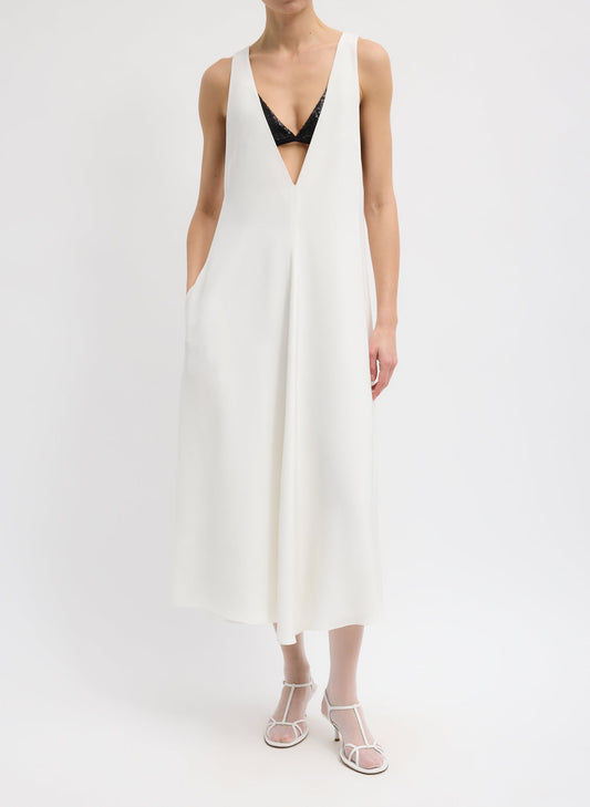 Tibi 4-Ply Silk V-Neck Dress With Bra