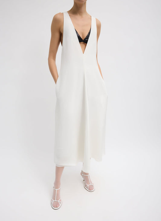 Tibi 4-Ply Silk V-Neck Dress With Bra