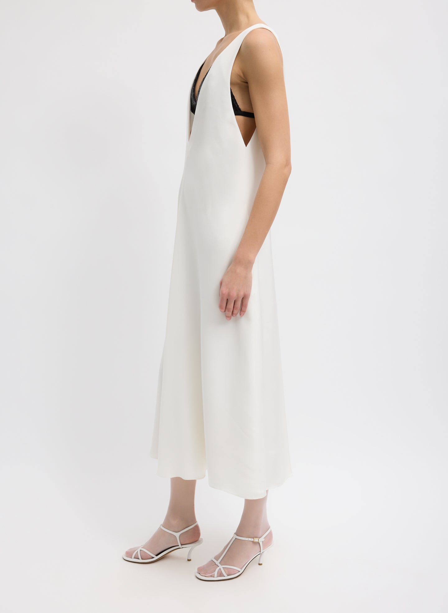 Tibi 4-Ply Silk V-Neck Dress With Bra