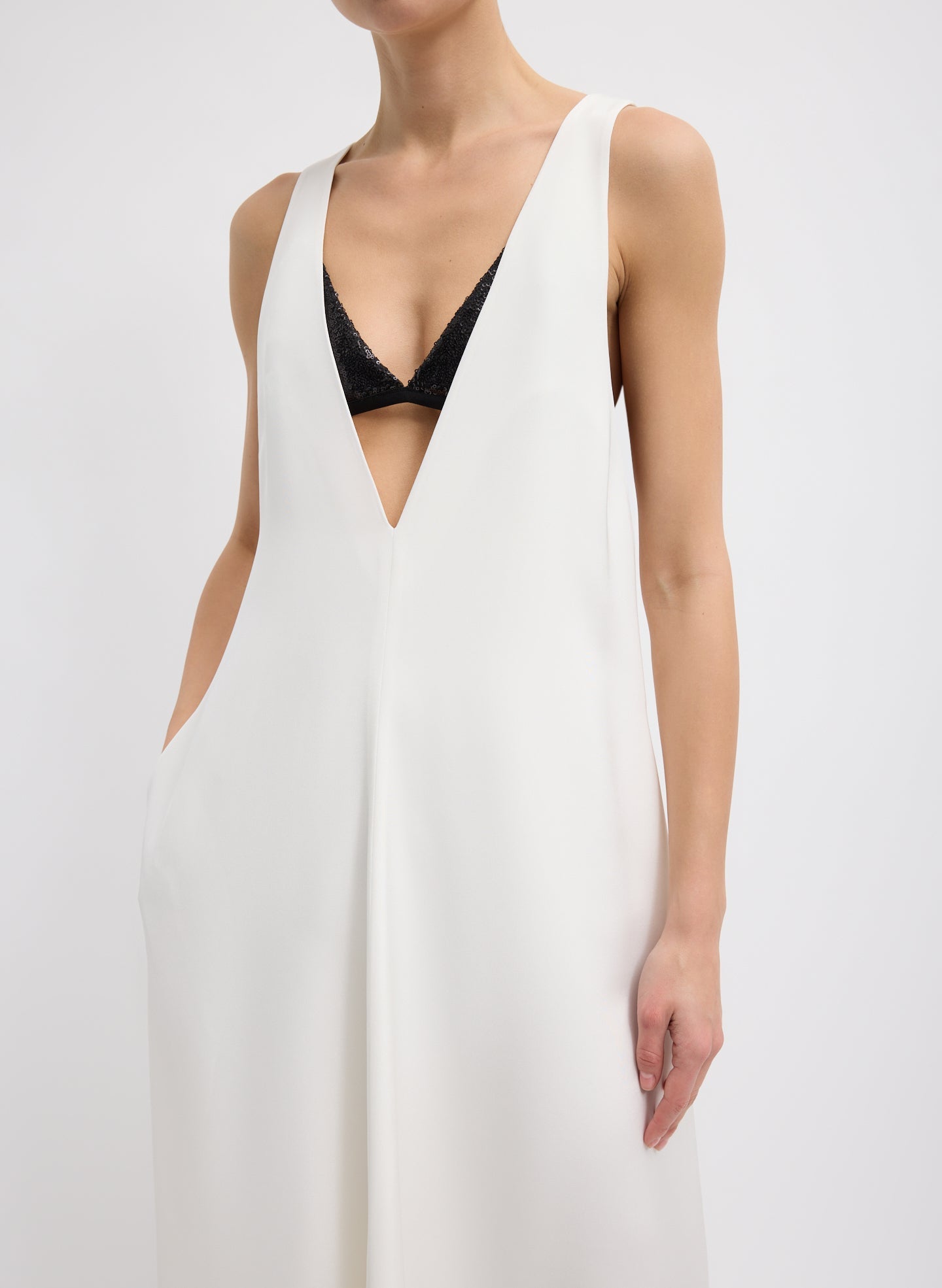 Tibi 4-Ply Silk V-Neck Dress With Bra