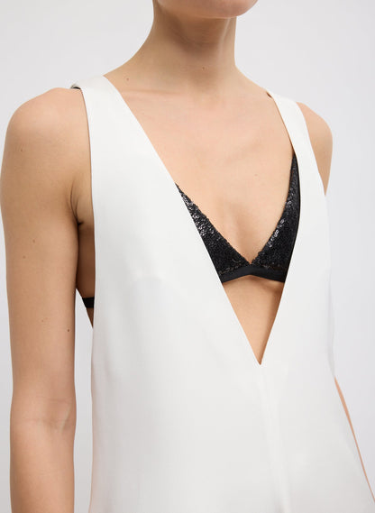 Tibi 4-Ply Silk V-Neck Dress With Bra