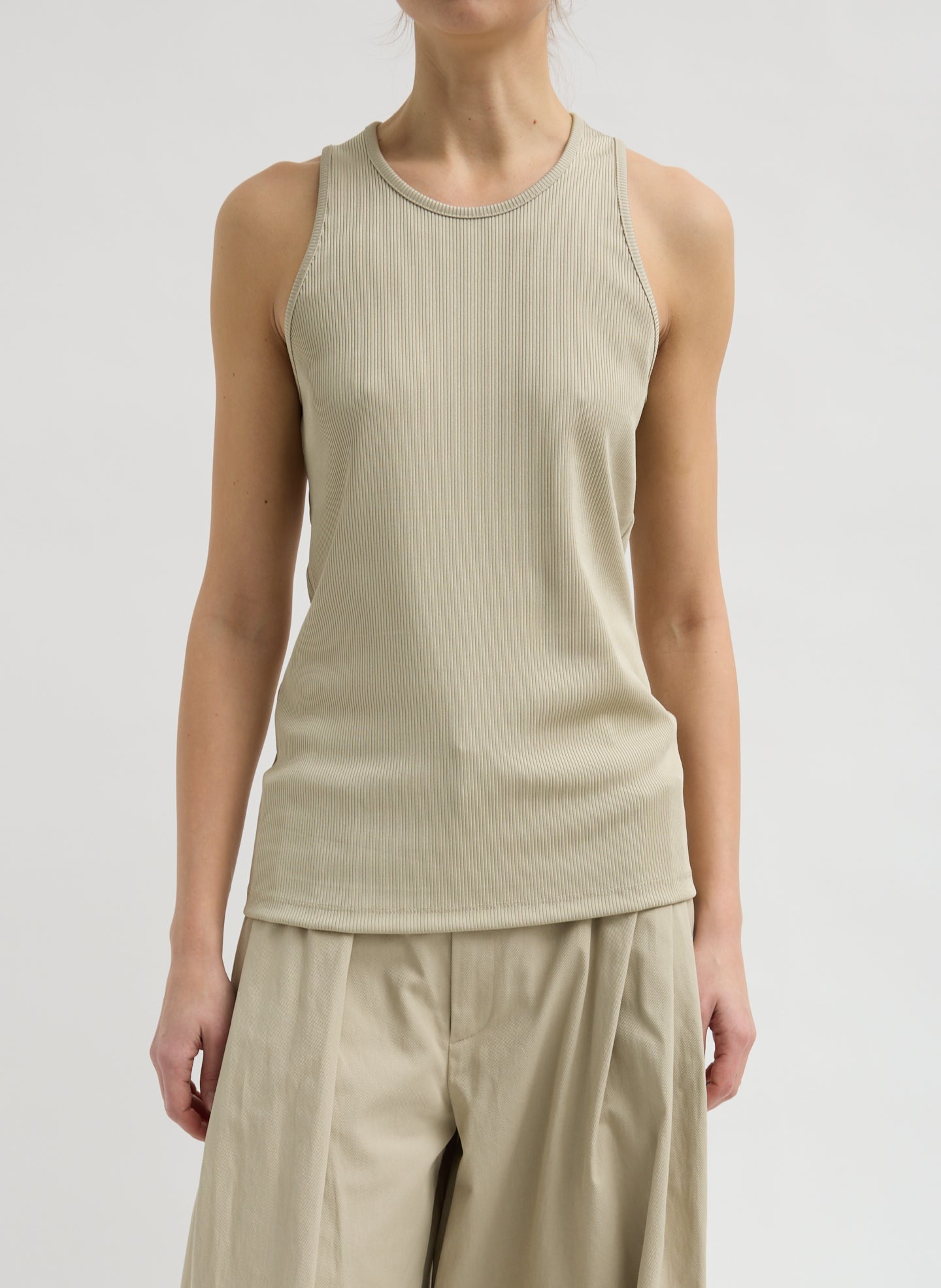Tibi Stretch Luxe Ribbed Tank Top