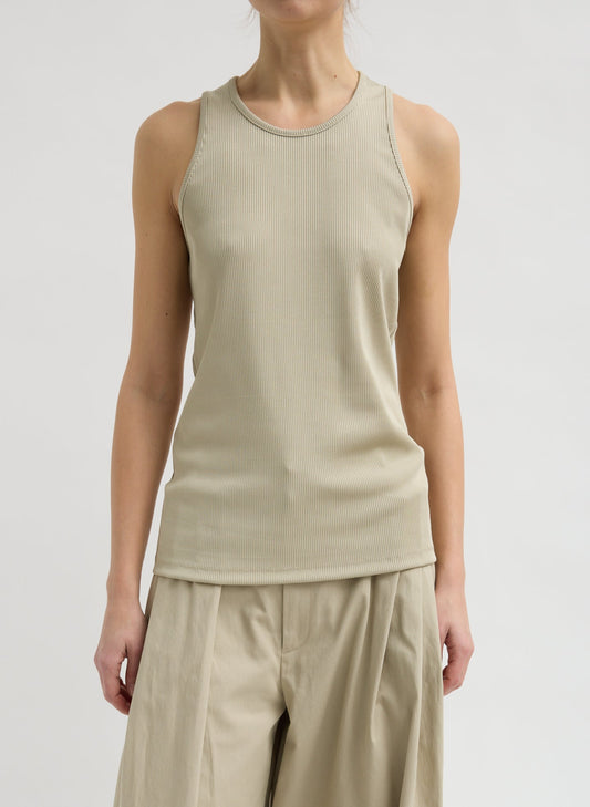 Tibi Stretch Luxe Ribbed Tank Top