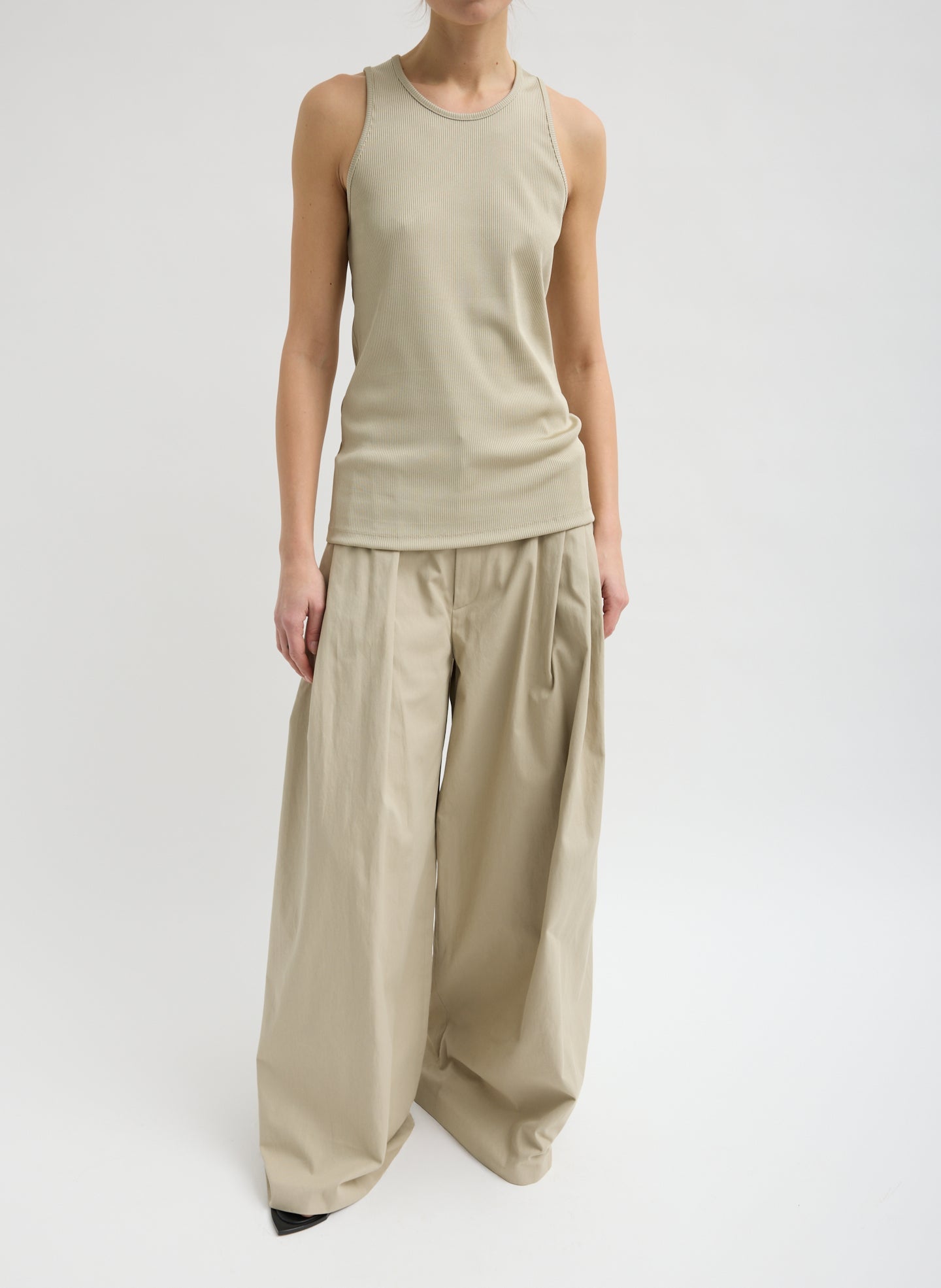 Tibi Stretch Luxe Ribbed Tank Top