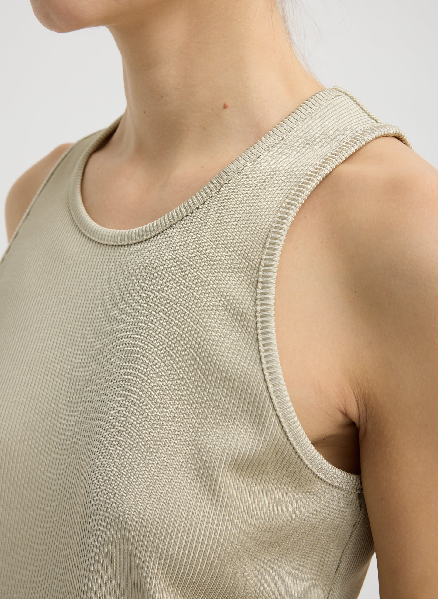 Tibi Stretch Luxe Ribbed Tank Top