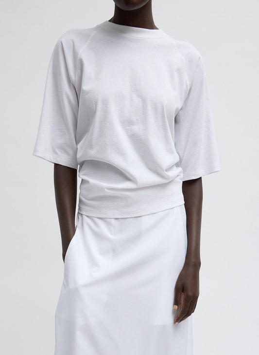 Tibi Short Sleeve T-Shirt With Shirred Back