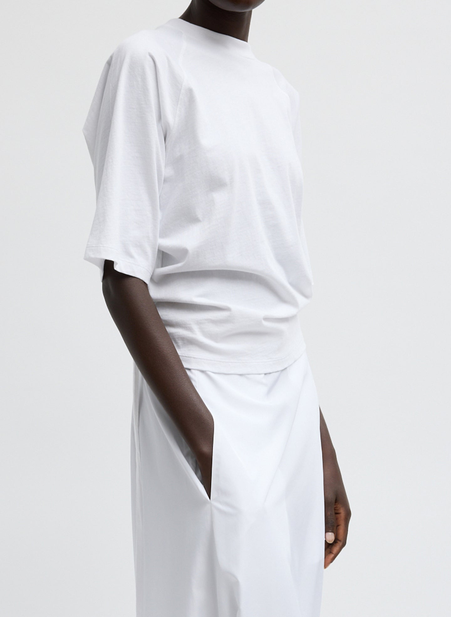 Tibi Short Sleeve T-Shirt With Shirred Back