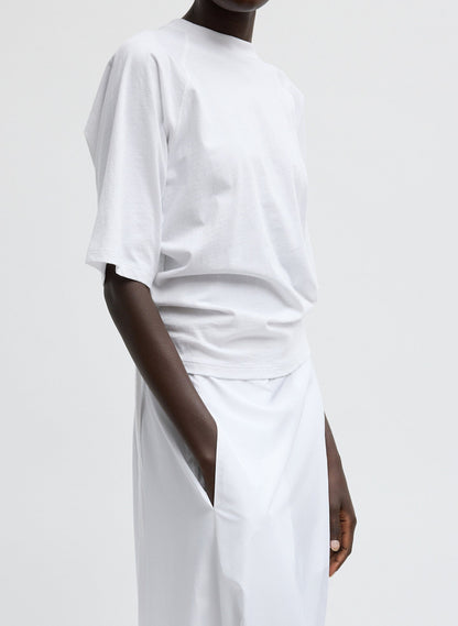 Tibi Short Sleeve T-Shirt With Shirred Back