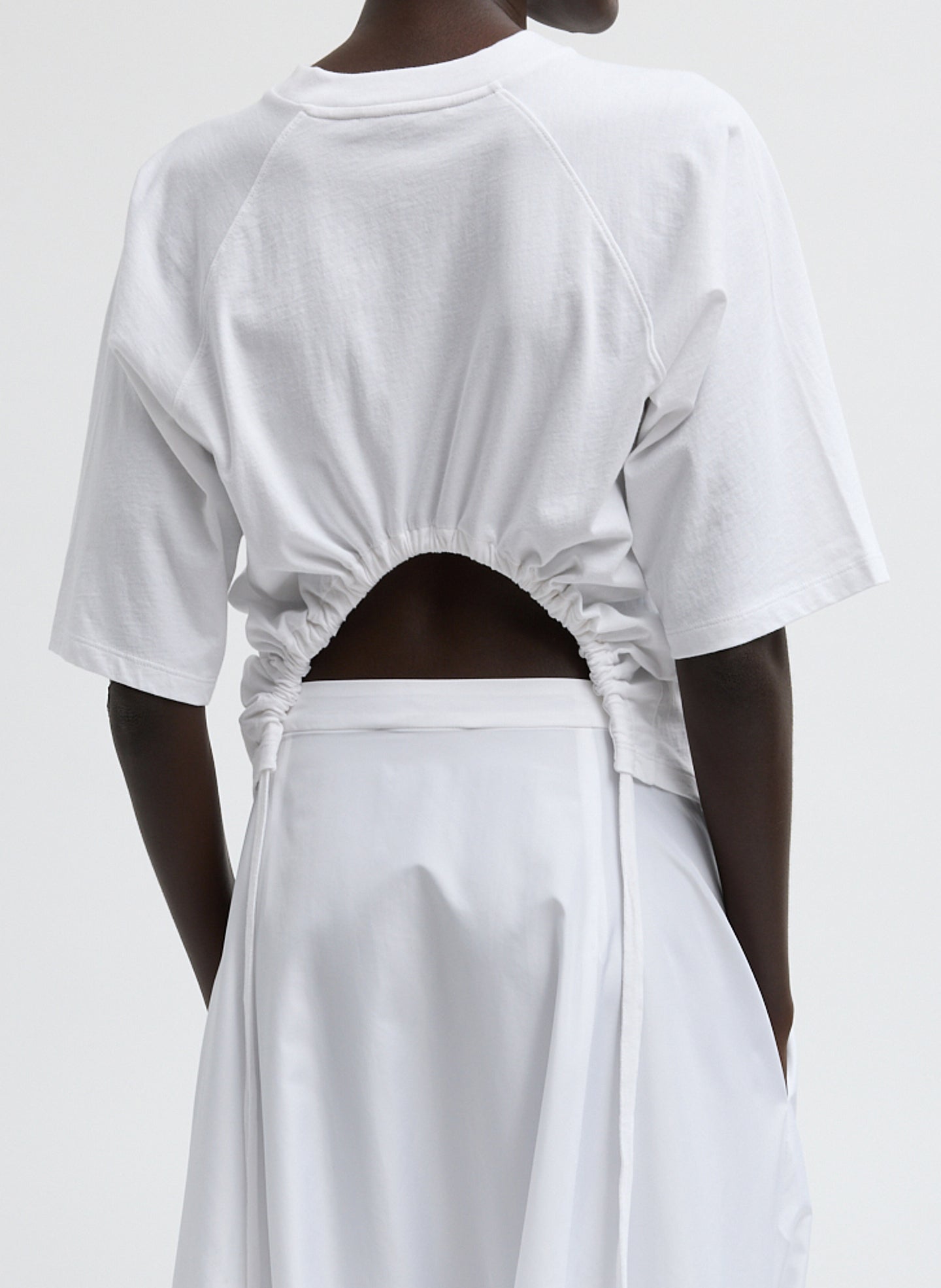 Tibi Short Sleeve T-Shirt With Shirred Back