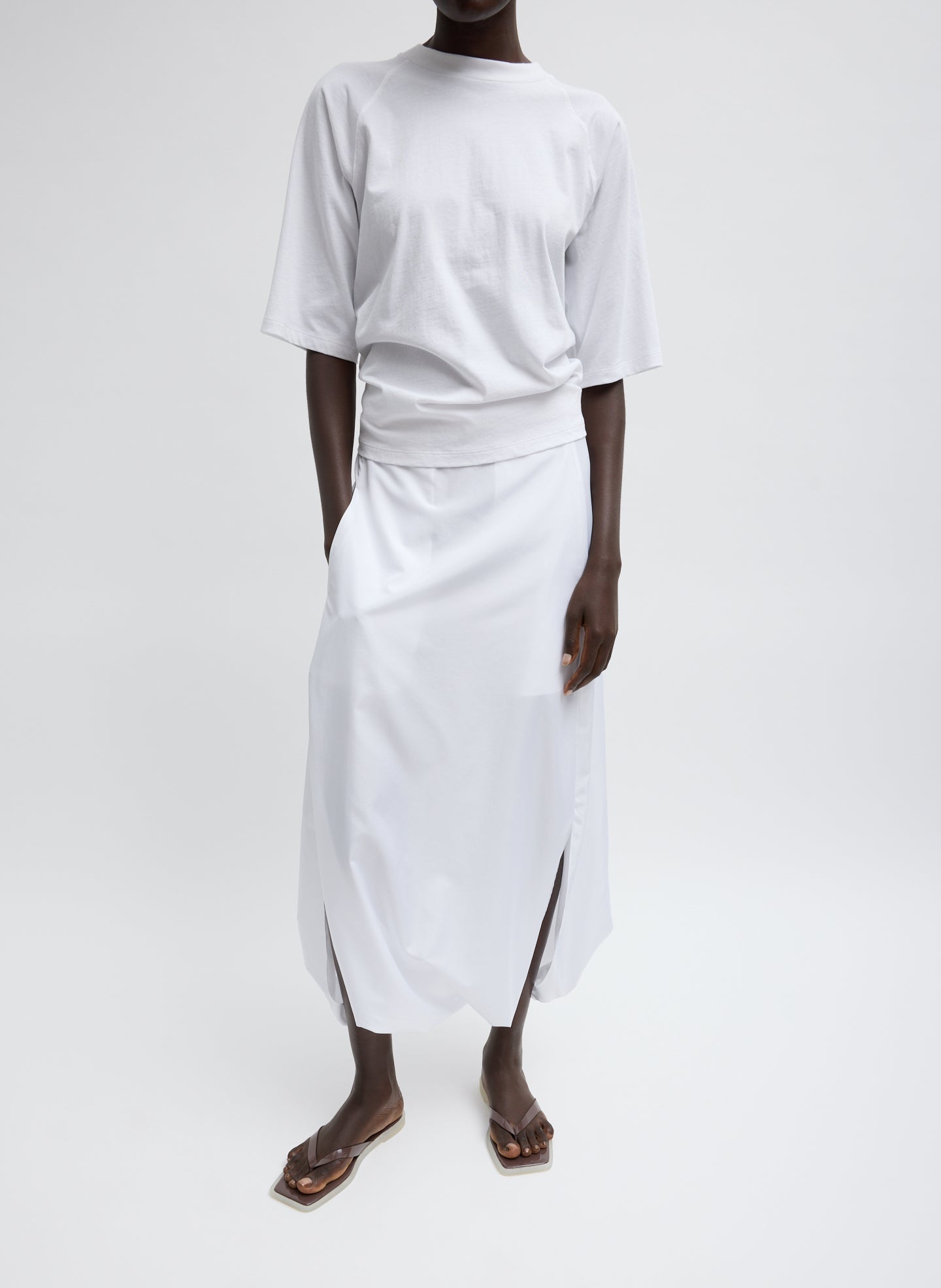 Tibi Short Sleeve T-Shirt With Shirred Back
