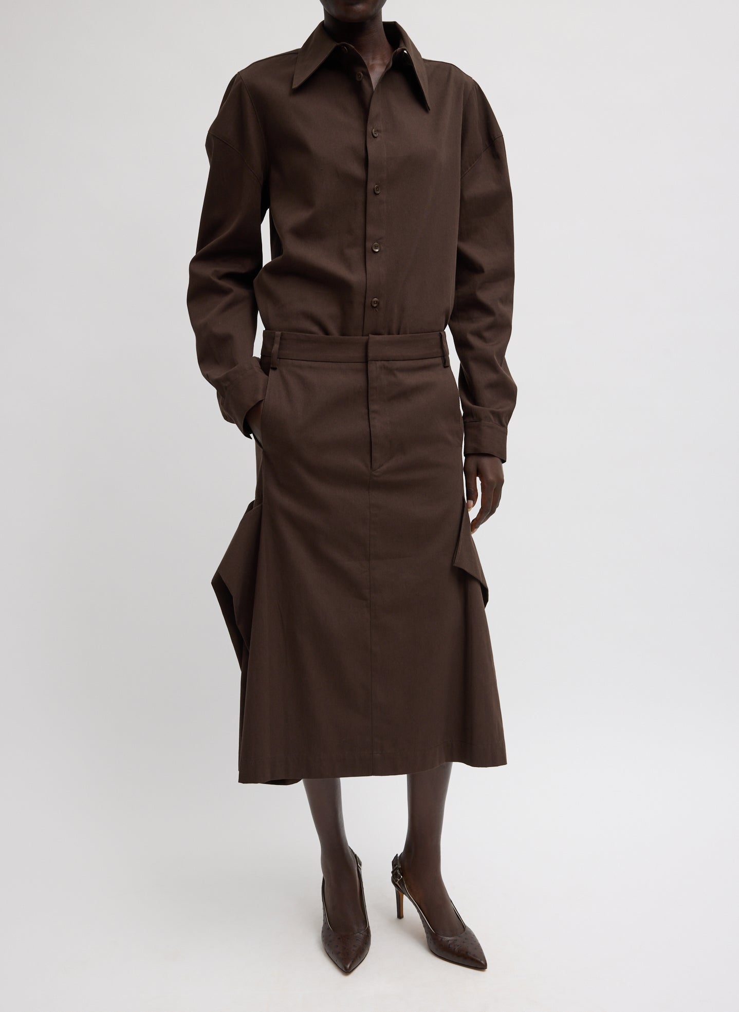 Tibi Luxe Spring Twill Hinged Shirt